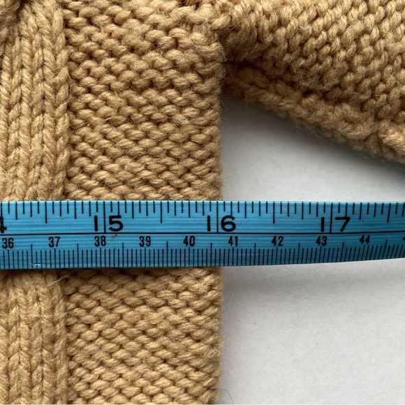 Vintage Hand Knitted Pullover Sweater - Tan Aran Knit - Picture 7 of 7